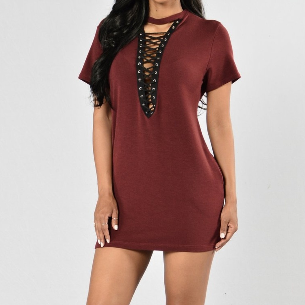 Fasion Nova Strung Out Tunic - Burgundy